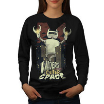 Wellcoda Invaders Space Robot  Womens Sweatshirt, Mars Casual Pullover Jumper - £22.11 GBP