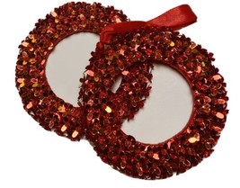 Midwest CBK Ornaments Red Sparkly Wreath Christmas  Lot of 2  - £7.75 GBP