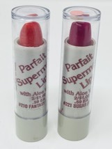 Vintage Lot 2 Parfait Supermoist Lips w/ Aloe Lipstick Red Magenta Makeup - £11.95 GBP