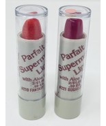 Vintage Lot 2 Parfait Supermoist Lips w/ Aloe Lipstick Red Magenta Makeup - £11.87 GBP