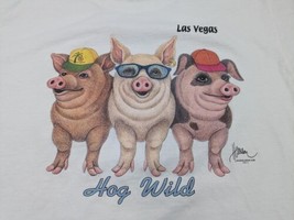 Vintage Hog Wild Pigs Butts Las Vegas Funny Cute T-Shirt Adult Size Medium - $41.24