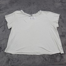 Who What Wear Shirt Womens L White Short Sleeve Distressed Neckline Casu... - £18.14 GBP