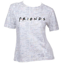 Friends TV Show Text Over All Over Print T-Shirt White - £27.52 GBP