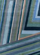 Blue Strips RUG, Custom Carpet, Tufted Wool Rug, Silky And Soft Luxurious India  - £285.58 GBP+