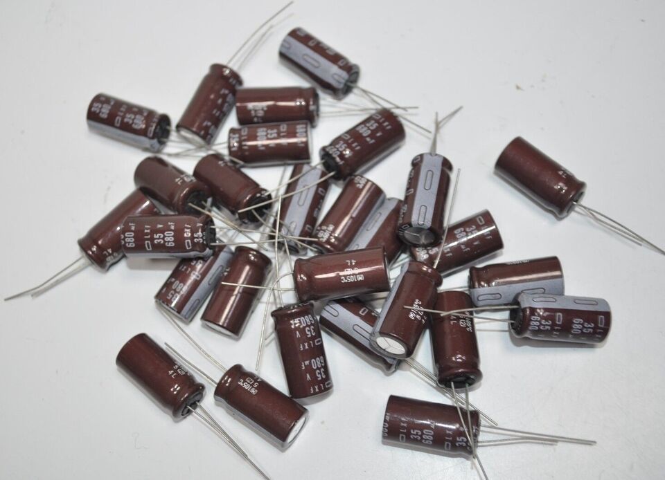 Lot of 28 NICHICON - 680uf 35V ELECTROLYTIC CAPACITOR - LXF - RADIAL - $29.69