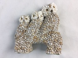 Sea Shell vintage Three Owl Figurine With Flaws  - $22.26