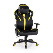 Ergonomic Gaming Chair with Adjustable Height and Reclining Backrest-Yellow - Co - £190.31 GBP