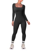TOB Women Yoga Jumpsuit Ribbed Long Sleeve Square Neck Black Size L - $20.67 TOB Women Yoga Jumpsuit Ribbed Long Sleeve Square Neck Black Size L - $20.67