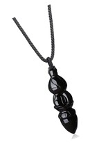 Prayer Black Obsidian Vajra Buddha Pendant Necklace - $91.72