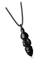 Prayer Black Obsidian Vajra Buddha Pendant Necklace - £72.24 GBP