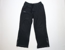 Vintage Under Armour Mens Large Distressed Wide Leg Fleece Sweatpants Black - $34.60