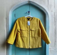 H&amp;M Yellow Boucle Style Zip Jacket Coat Size 4 Formal Wedding Office NWT - £23.29 GBP