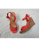 Mudd orange faux leather with multi color wedge sandal   Size 9 1/2 - $23.23 CAD