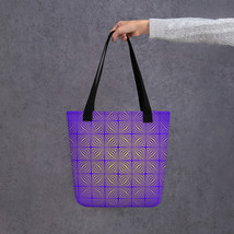 Psychedelic Optical Illusion Magic Purple Geometric Design Tote Bag - £17.58 GBP