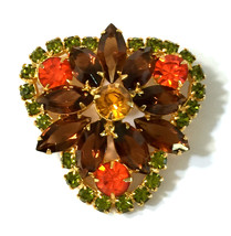 Juliana D&amp;E Rhinestone Brooch Autumn Colors of Hyacinth Sable &amp; Olivine ... - $44.57