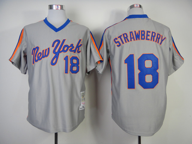 Mets #18 strawberry Jersey Old Style Uniform Gray - $45.00