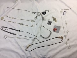 Junk Drawer Jewelry Lot Silver Toned SINGLE EARRINGs Necklaces - £17.11 GBP