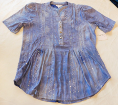 Coral Bay Women&#39;s Ladies Short Sleeve Button Up Shirt Blouse Size M medium Blue - £34.99 GBP