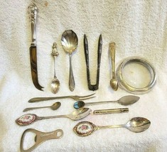 13 PC LOT VTG &amp; Antique Flatware &amp; Implements Silver Plate EPNS Two Sterling - £39.04 GBP