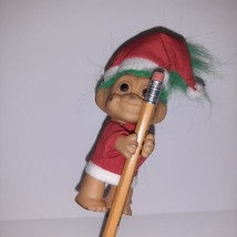 Vintage Christmas Santa Claus Troll Pencil Clip Hugger Plush Doll Clip LUCKY - £11.87 GBP