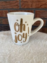 Christmas Coffee Mug Cup White Gold Oh Joy! Stars Ceramic Glass - £3.75 GBP