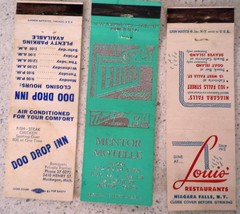 Vintage 3 Matchbook Covers Doo Drop Inn Mentor Motelle &amp; Louis Restaurant - £3.18 GBP