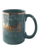Vintage Harrah&#39;s Cherokee Casino Green Marbled Coffee Tea Mug 14oz - £6.13 GBP