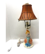 Porcelain Mermaid on Sea Urchin 20&quot; Rattan Lampshade Desk Lamp - $67.91 CAD