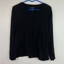 Chicos 3 Long Sleeve Scoop Neck Tee Shirt Black Cotton Versatile Women Size XL - £17.64 GBP