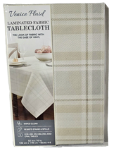 Venice Plaid Laminated Fabric Tablecloth Wipes Clean 52x70in Oblong - $32.99
