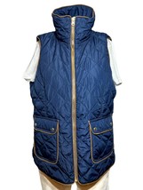 New Crown &amp; Ivy Vest Women Large Blue Quilted Pockets Casual Classic - AC - £37.63 GBP