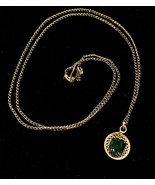 Emerald Green stone HEART 12K Gold Filled Pendant and 18&quot; Necklace - sig... - £26.31 GBP