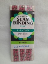 Vintage J&amp;P Coats Nylon Stretch-Lace Seam Binding Floral Rose Green # 21... - $4.90