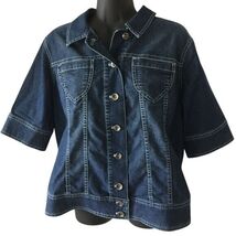 Coldwater Creek Denim Jean Cotton Shirt Blouse Top Women's Petite 14 P14... - $50.00
