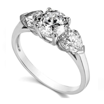 1.75Ct &amp; Finto Cuore 3-Stone Past Regalo Futuro Anello Sterling - £154.91 GBP