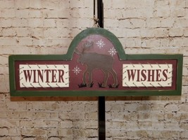 Winter Wishes Wooden Reindeer Winter Farmhouse Rustic Wall Hanging Sign - $20.84