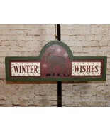 Winter Wishes Wooden Reindeer Winter Farmhouse Rustic Wall Hanging Sign - £16.46 GBP