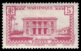 1930s French Martinique Stamp - Governor&#39;s Palace 5c 1795 - £1.47 GBP