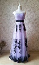 LIGHT PURPLE Strapless Sweetheart Neck High Waist Embroidery Maxi Wedding Dress  image 1