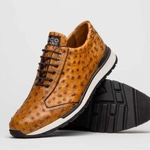 Genuine ostrich quil fashion sneaker Shoes Scanno Antique Paja image 3