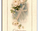 Easter Blessings Corwn Thee Cross White Roses Embossed DB Postcard Z5 - £2.30 GBP