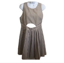 Elodie peach With navy pinup cut out plaid dress Women’s Size L Anthropologie - £23.79 GBP
