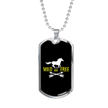 Wild and Free Horse Simple Necklace Stainless Steel or 18k Gold Dog Tag 24&quot; Cha - £38.02 GBP+