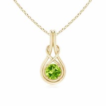 ANGARA Round Peridot Solitaire Infinity Knot Pendant in 14K Gold | 18&quot; Chain - £526.08 GBP