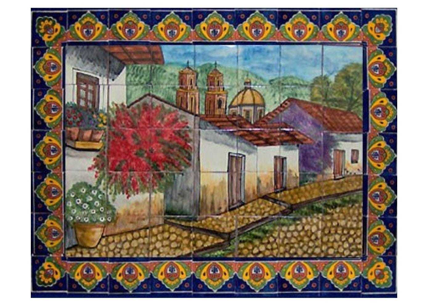 Mexican Talavera Mural - Pueblo2 - - $347.00