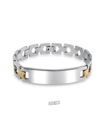 2-Tone ID Bracelet Two Toned Stainless Steel Monogrammed &quot;Seizure&quot; - £29.84 GBP