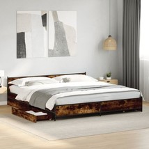 Industrial Rustic Smoked Oak Wooden Super King Size Bed Frame Headboard ... - £253.21 GBP