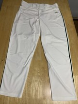 Nike Men&#39;s 2XL White W/ Green Stripe Dri-Fit Baseball Pants BQ5489-111 - $25.30