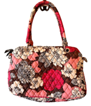 Vera Bradley Mocha Rouge Purse Brown Pink White Floral Handbag Quilted Z... - £29.54 GBP