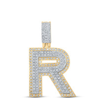 10kt Two-tone Gold Mens Round Diamond R Initial Letter Pendant 5/8 Cttw - £558.40 GBP